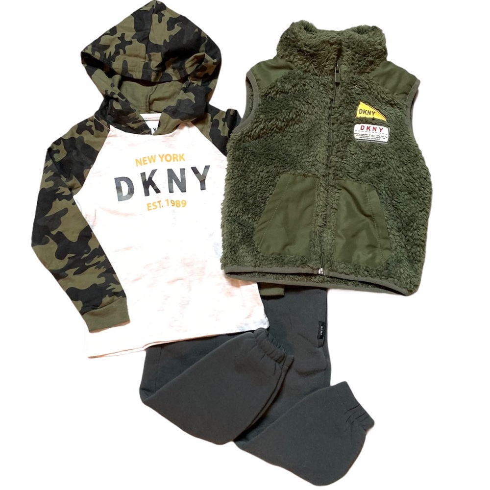 DKNY Logo 3 Piece Set (Vest, Hooded Tee, Pants)